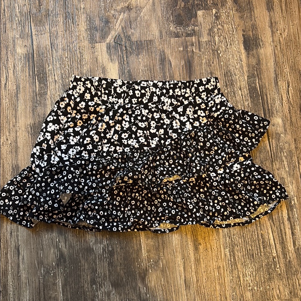 Floral Black and White Kids Skirt